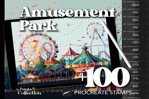 100 Procreate Amusement Park Stamps: Bring the Carnival to Your Digital Canvas