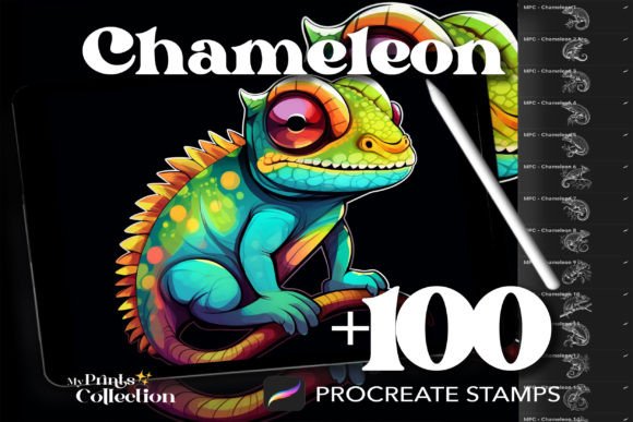 100 Procreate Chameleon Stamps for Artists