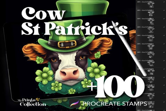 100 Procreate Cow St Patrick Stamps
