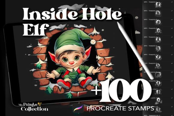 100 Procreate Inside Hole Elf Stamps