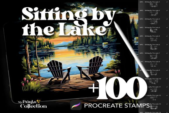 100 Procreate Sitting by the Lake Stamp