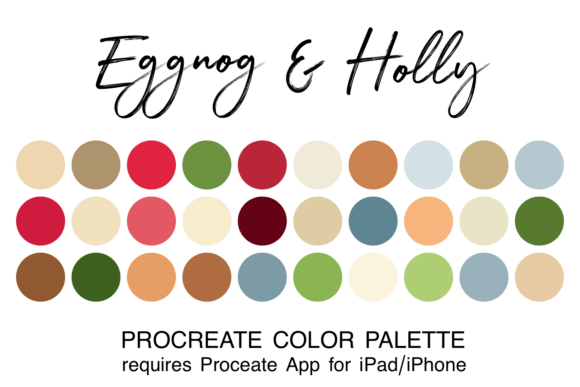 Bring Holiday Charm to Your Digital Art with the Eggnog Holly Procreate Color Palette