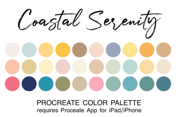 Coastal Serenity Procreate Color Palette: Embrace the Tranquil Beauty of Seaside Living