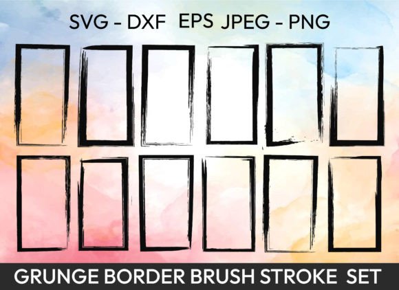 Grunge BORDER Brush Stroke Set: Elevate Your Designs with Handmade Texture