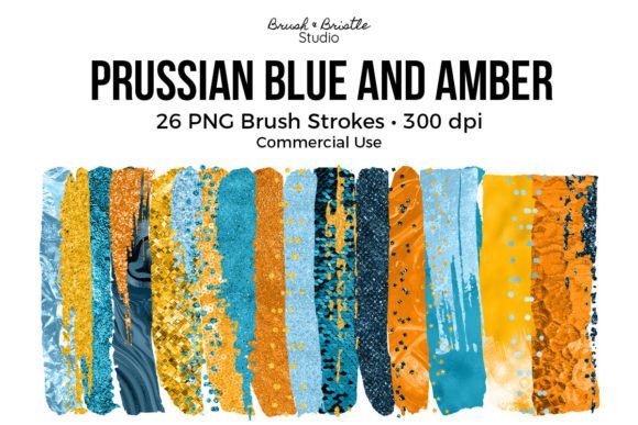 Prussian Blue and Amber Brush Strokes