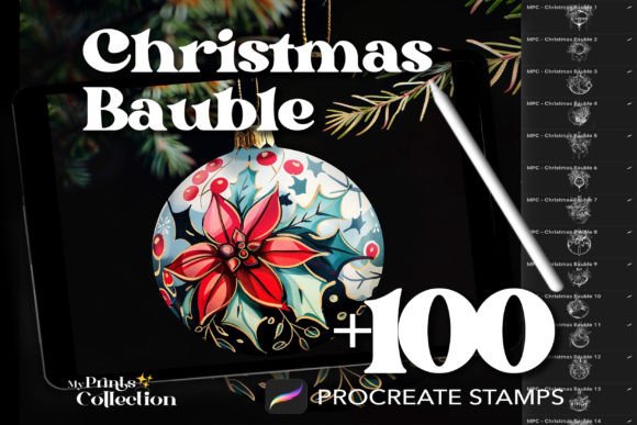 Transform Your Digital Art with 100 Procreate Christmas Bauble Stamps