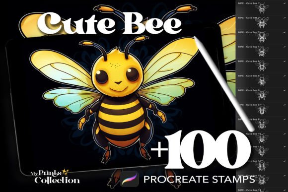 Transform Your Digital Canvas with 100 Procreate Cute Bee Stamps