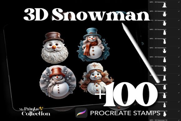 Unleash Holiday Creativity: How 100 Procreate 3D Snowman Stamps Transform Digital Artwork