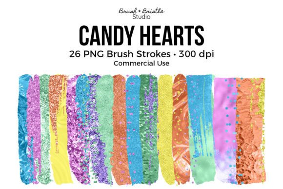Unleash the Magic of Love with Candy Hearts Brush Stroke Overlays